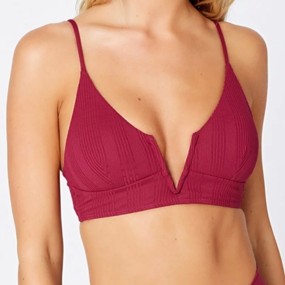 L*Space Pointelle Rib Siren Bikini Top - Cabernet NWOT - Picture 8 of 8